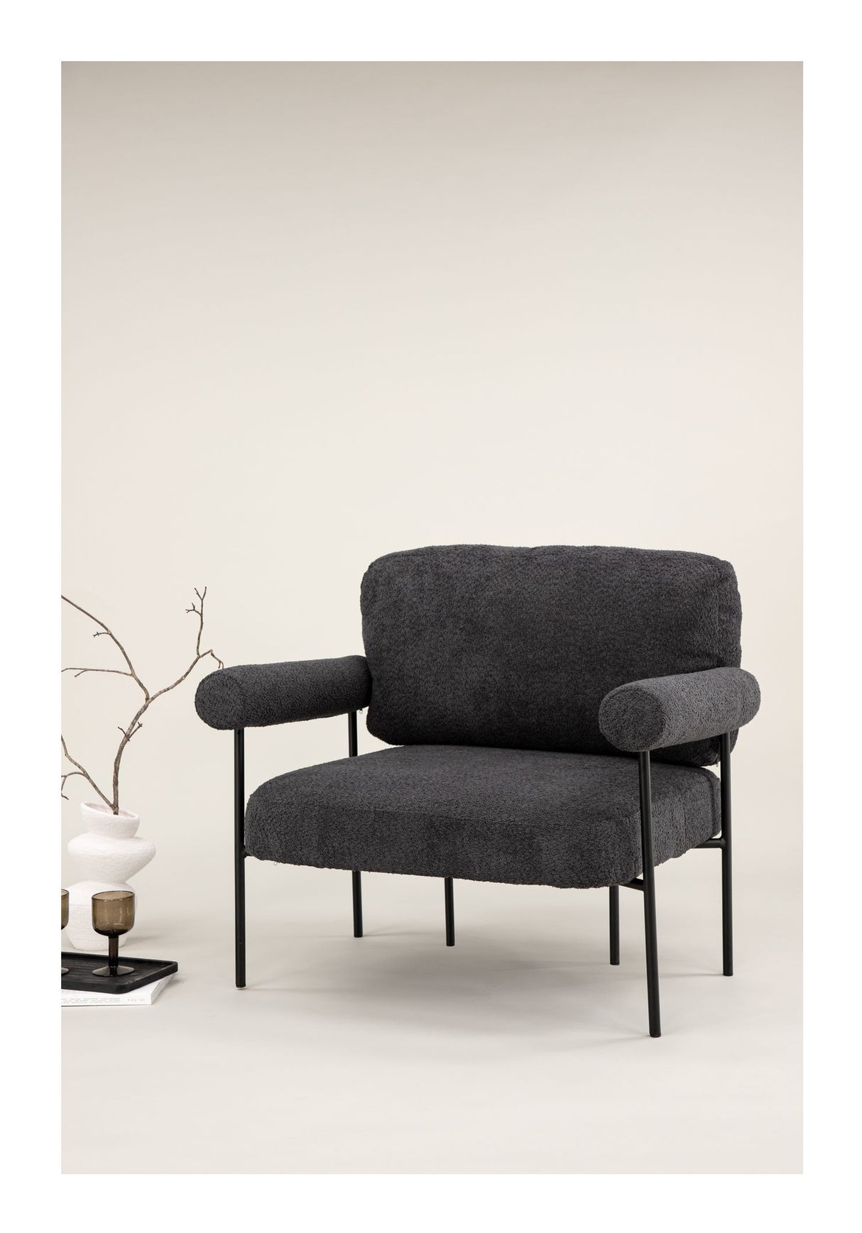 Tillberga x Josefin Lustig Loungestol, Bouclé, Dark Grå - Unoliving.com