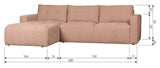 Bar Sofa m. venstrevendt chaiselong, Pink