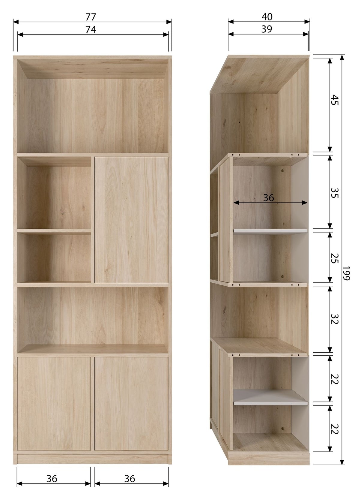 Modulair Overskab 40x77 - Eg