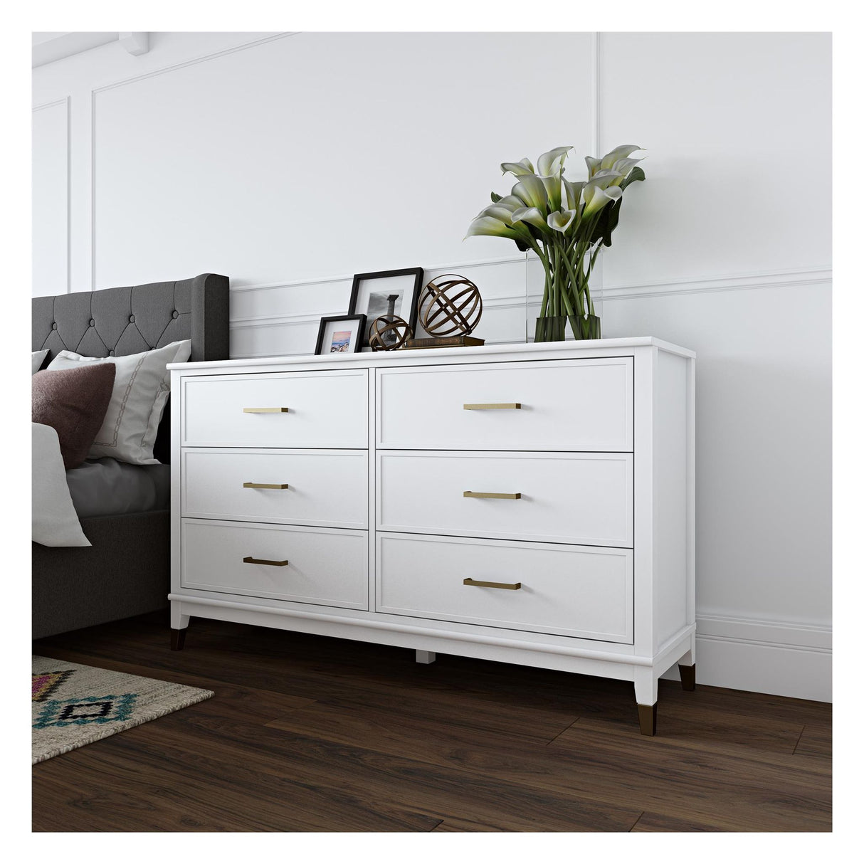 Westerleigh Kommode m. 6 skuffer, Hvid - Unoliving.com