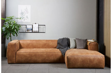 Woood Bean Hjørnesofa i øko-læder højrevendt, Cognac - Unoliving.com