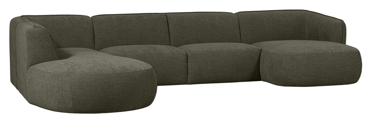 Polly U-sofa, Venstrevendt, Grå/Grøn - Unoliving.com