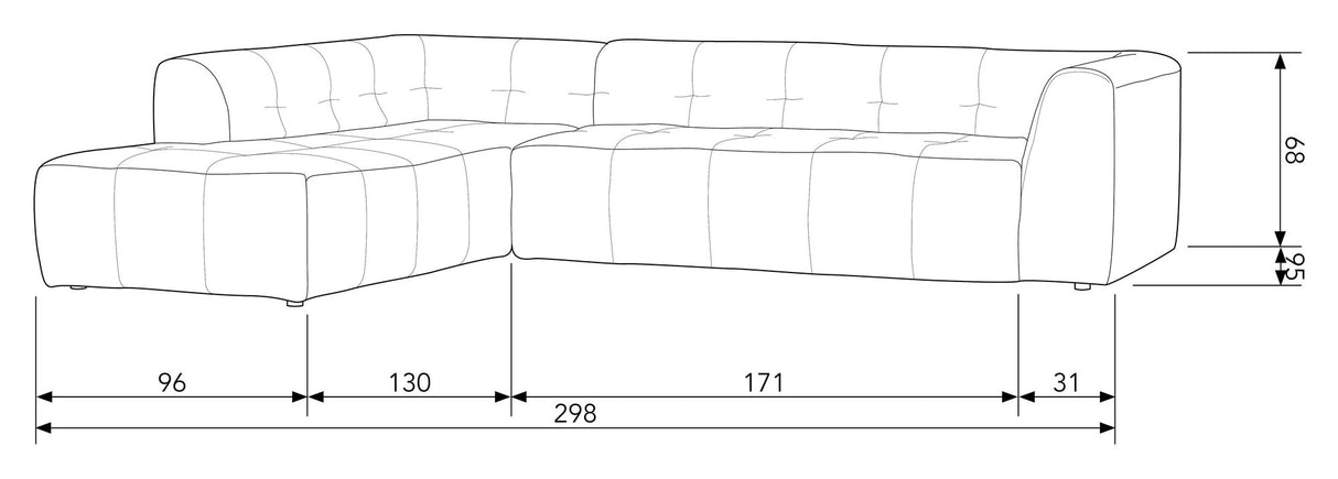 Woood Grid Sofa m. venstrevendt chaiselong, Sand - Unoliving.com