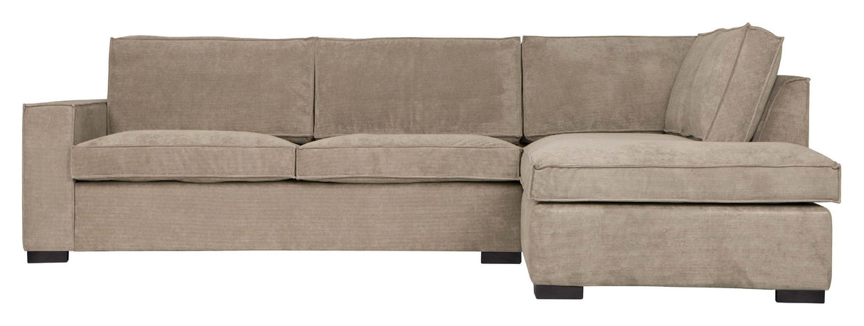 Woood Hajo Sofa m. højrevendt chaiselong, Greige Fløjl - Unoliving.com