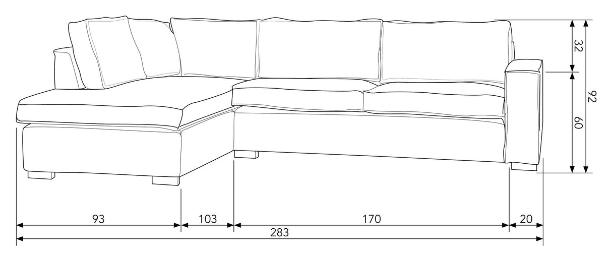 Woood Hajo Sofa m. venstrevendt chaiselong, Brun Bouclé - Unoliving.com