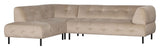 Lloyd Sofa m. chaiselong, venstrevendt - Beige fløjl - Unoliving.com