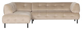 Lloyd Sofa m. chaiselong, venstrevendt - Beige fløjl - Unoliving.com