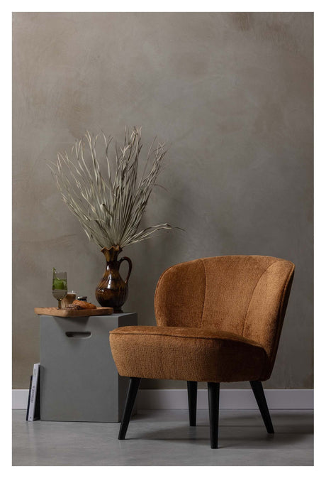 Woood Sara Loungestol, Velour m. struktur Cognac - Unoliving.com