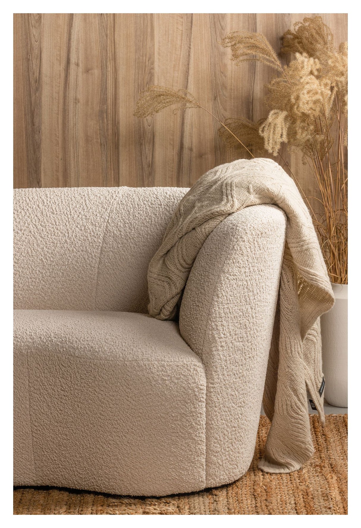 Woood Stone Loungesofa højrevendt - Creme