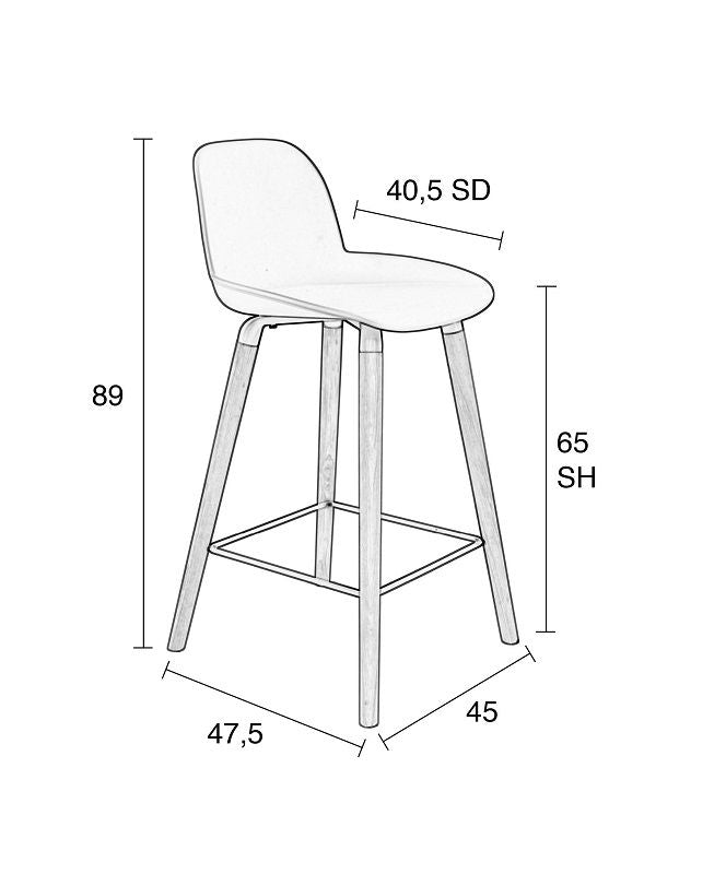 Zuiver Albert Kuip barstol - Grøn, SH: 65cm - Unoliving.com