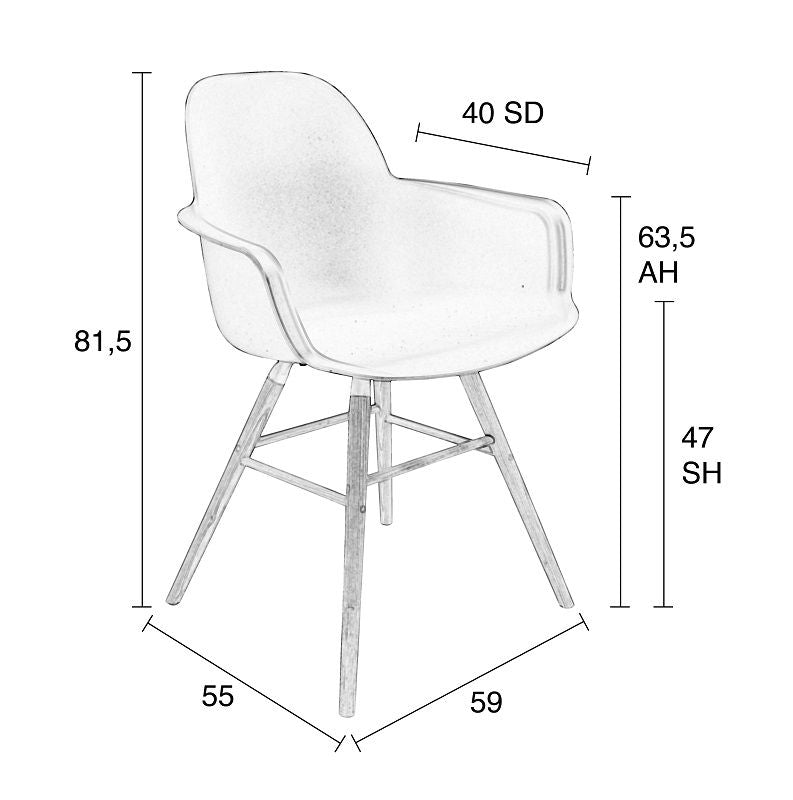 Zuiver Albert Kuip Spisebordsstol armlæn - Taupe - Unoliving.com