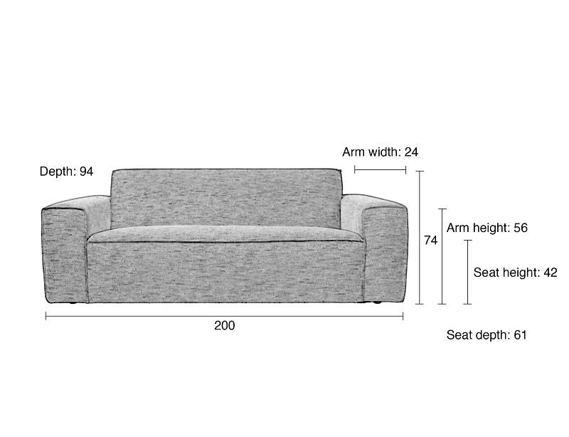 Zuiver BOR 2,5-pers. Sofa - Grå - Unoliving.com