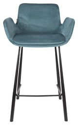 Zuiver Brit barstol - Petrol Velour, SH: 67.5cm - Unoliving.com