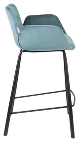 Zuiver Brit barstol - Petrol Velour, SH: 67.5cm - Unoliving.com