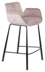 Zuiver Brit barstol - Pink Velour, SH: 67.5cm - Unoliving.com