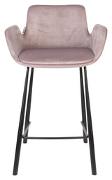 Zuiver Brit barstol - Pink Velour, SH: 67.5cm - Unoliving.com