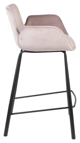 Zuiver Brit barstol - Pink Velour, SH: 67.5cm - Unoliving.com