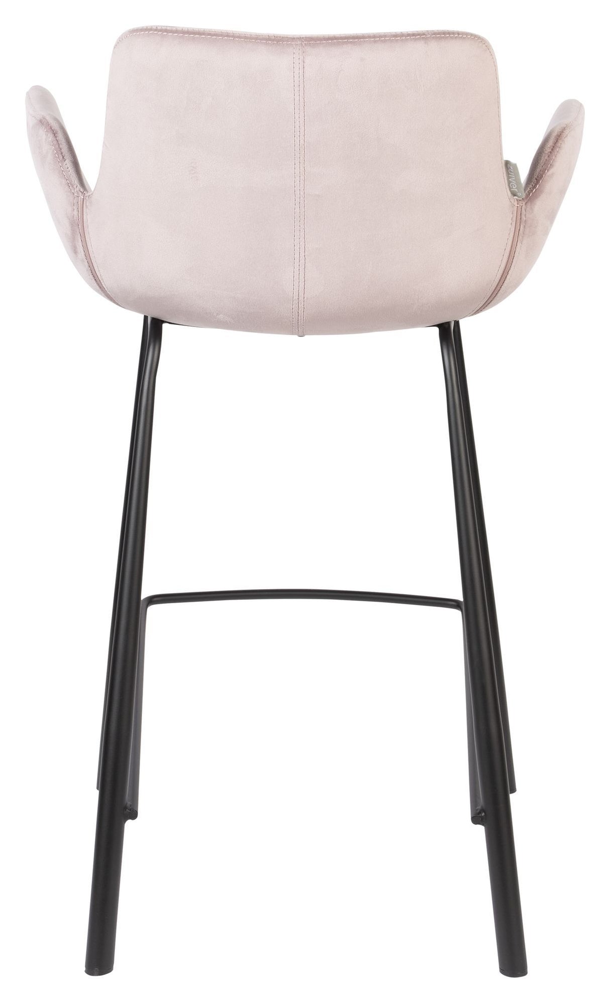 Zuiver Brit barstol - Pink Velour, SH: 67.5cm - Unoliving.com