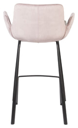 Zuiver Brit barstol - Pink Velour, SH: 67.5cm - Unoliving.com