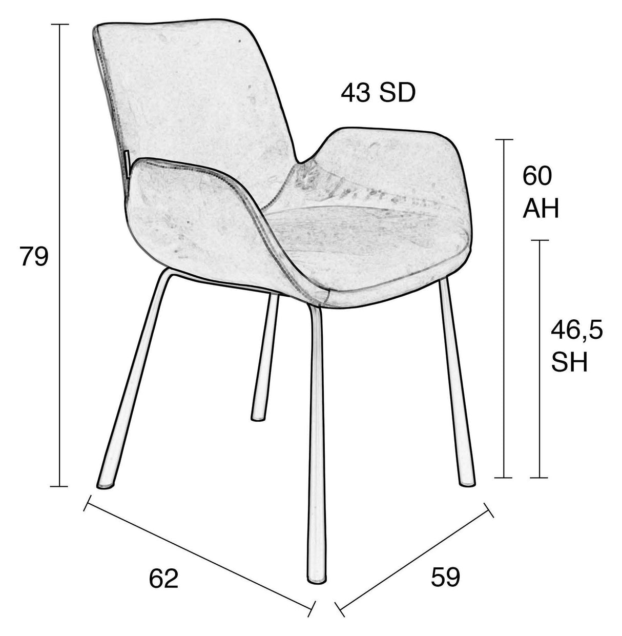 Zuiver Brit LL Spisebordsstol - Brun - Unoliving.com