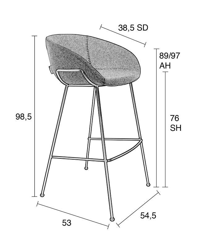 Zuiver Feston Barstol - Sort PU - Unoliving.com