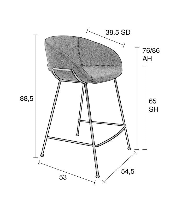 Zuiver Feston barstol - Brun PU, SH: 65cm - Unoliving.com