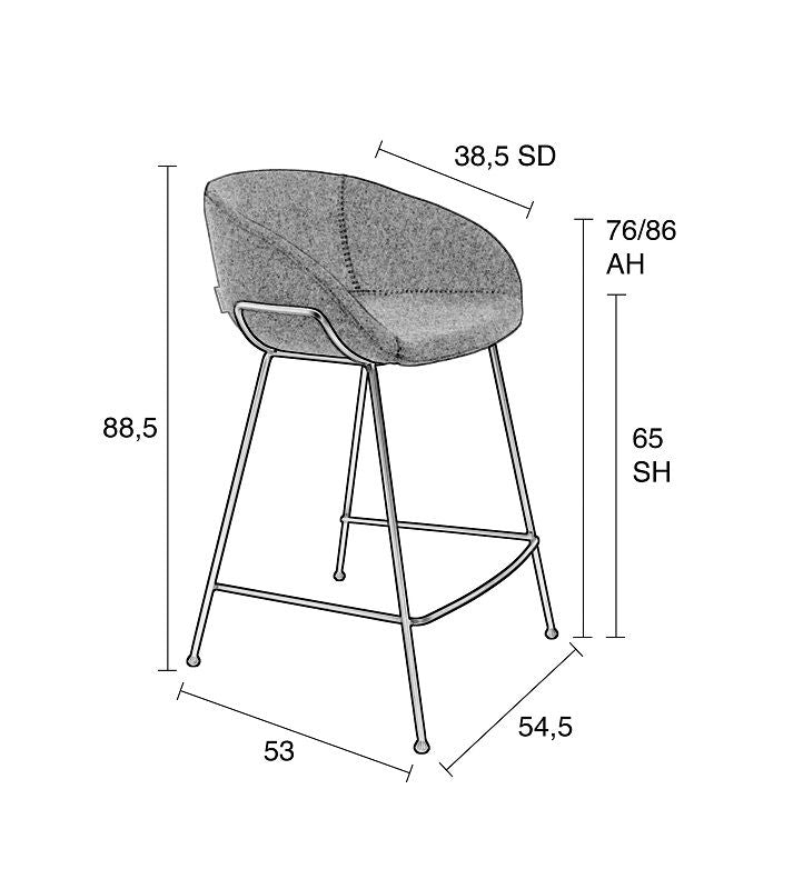 Zuiver Feston barstol - Sort PU, SH: 65cm - Unoliving.com