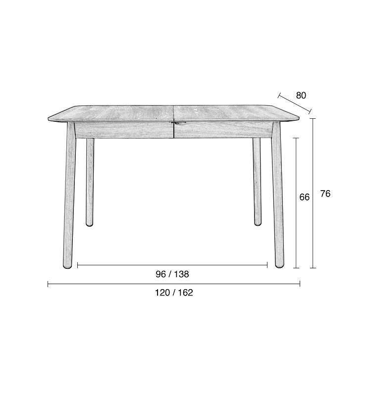 Zuiver Glimps Spisebord - Sort, Butterfly udtræk 120x60 - Unoliving.com