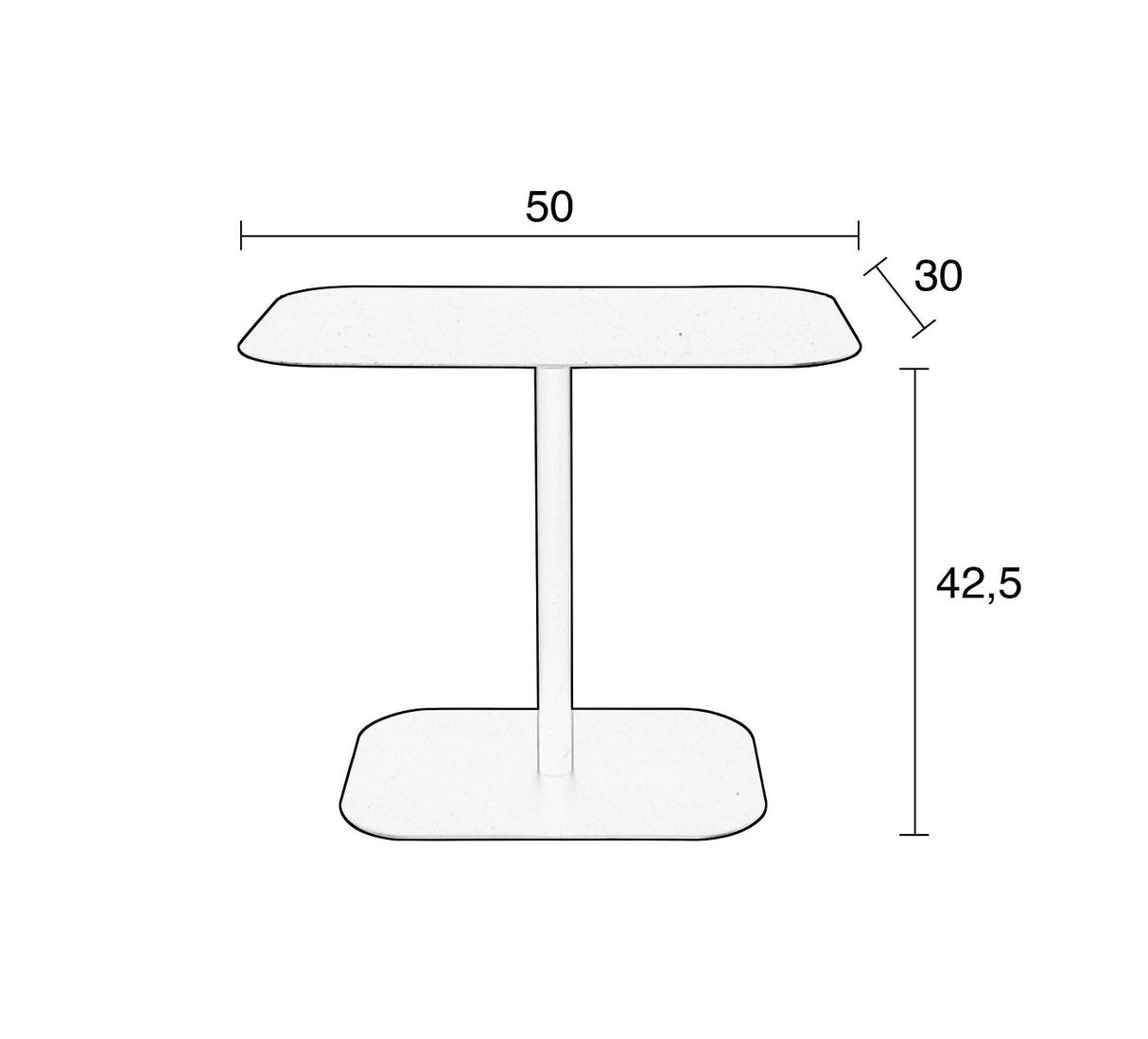 Zuiver Snow Sidebord 50x30 - Hvid/Sort