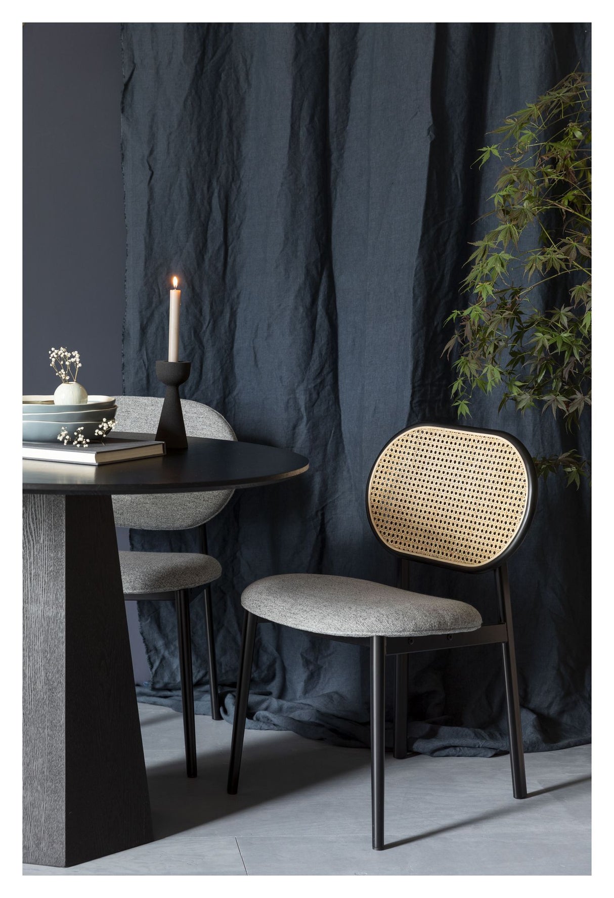 Zuiver Spike Spisebordsstol - Rattan/Grå - Unoliving.com