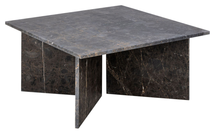 Sofabord, Brun marmor, 90x90 | Gratis fragt